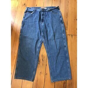 Berne Apparel Mens Medium Wash Wide Leg Denim Blue Carpenter Jeans 42x30 42